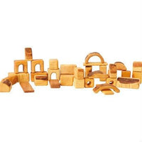 AMS - Natural Wooden Block Set - 34 Small Pieces - Amousewithahouse