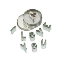 Gluckskafer - Mini Cookie Cutter Set - 'I love you' in Metal Box 8 individual shapes - Amousewithahouse