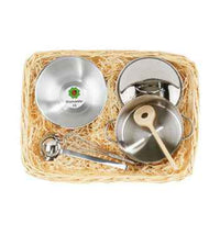 Gluckskafer - Stainless Steel Cooking set in cane basket - Amousewithahouse